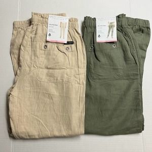 LOT of 2 Social Standard Sanctuary Linen Blend Solstice Pant Jogger Womens S